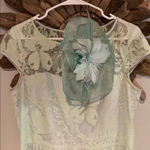 Mint lace dress & headpiece to match